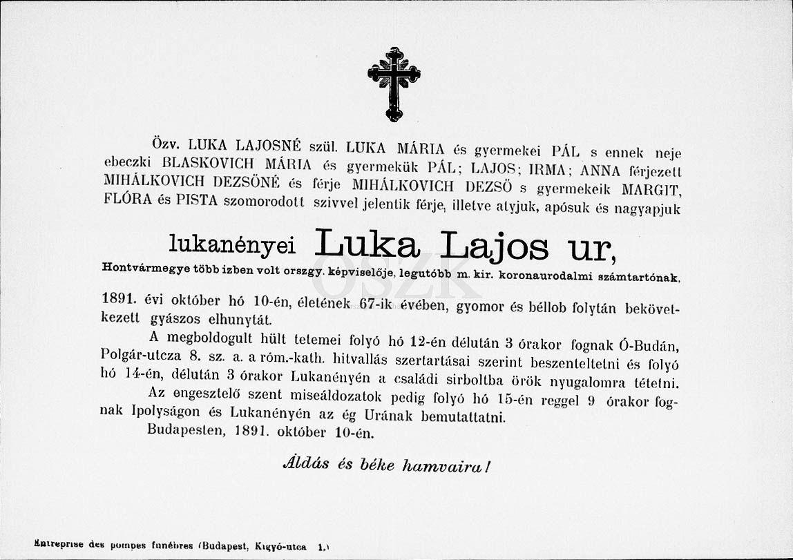 Luka Lajos gyászjelentése. Fotó Csáky Károly.jpg